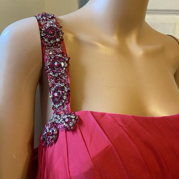 New PARTYTIME Sequined Evening Gown Maxi Dress Formal Wedding Party Light Red 22 - Picture 10 of 12